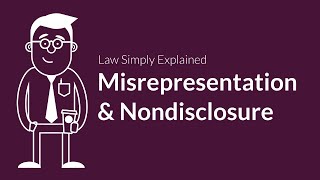 Misrepresentation and Nondisclosure  Contracts  Defenses amp Excuses [upl. by Catt]