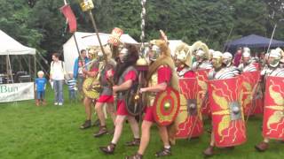 Roman Reenactment at the Amphitheatre in Caerleon Marching In [upl. by Yrreiht]