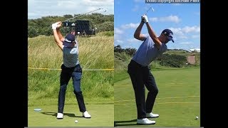 Justin Thomas golf swing  Long Iron faceon amp downtheline July 2017 [upl. by Mohandas]