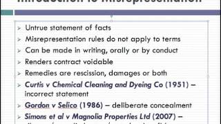 Misrepresentation Lecture 1 of 4 [upl. by Eelaroc]